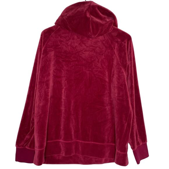 Juicy Couture Black Label M Oversized Luxe Velour Hooded Pullover Dark Crimson - Picture 3 of 11